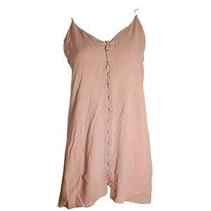 TOP SHOP Solid All Pink Sleeveless‎ Button Down Front Top Womens Size 4